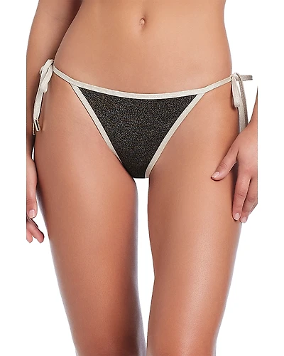 Red Carter Metallic Tie Side Bikini Bottom