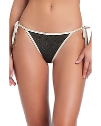 Red Carter Metallic Tie Side Bikini Bottom