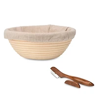 Nambe Breaking Bread Proofing Basket & Lame, Set of Two