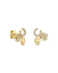 Sydney Evan 14K Yellow Gold Diamond Protection Stud Earrings