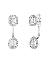 Messika 18K White Gold My Twin Diamond Mixed Cut Toi et Moi Front to Back Earrings