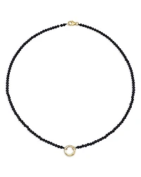Moon & Meadow 14K Yellow Gold Onyx Bead Charm Holder Necklace, 18
