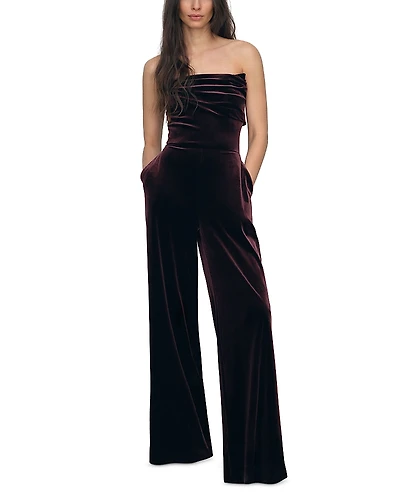 Reiss Andria Strapless Velvet Jumpsuit