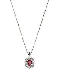 Bloomingdale's Fine Collection Ruby & Diamond Halo Pendant Necklace