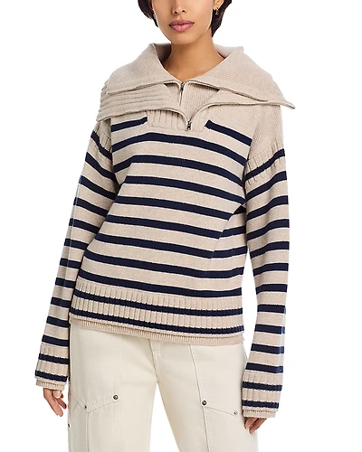 rag & bone Ilaria Stripe Half Zip Wool Sweater