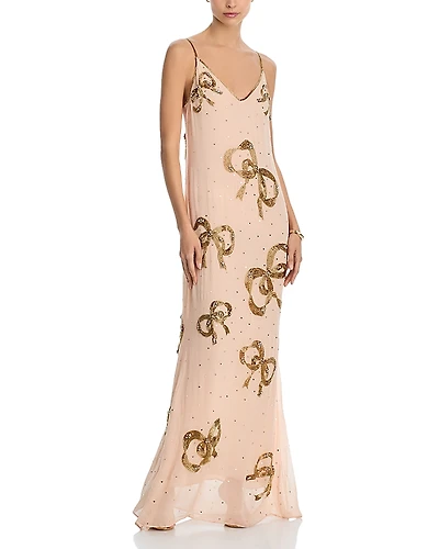 LoveShackFancy Berisa Embellished Maxi Dress