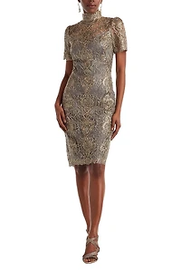 Tadashi Shoji Marise Sequin Embroidered Illusion Dress