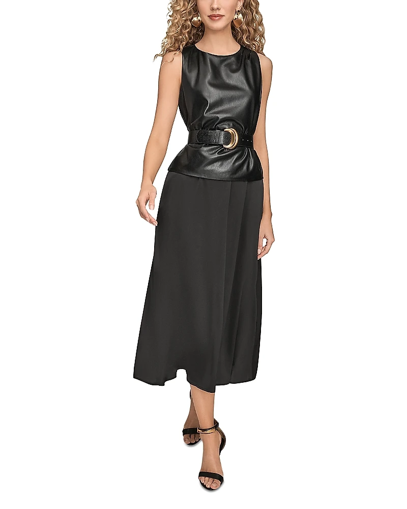 Donna Karan New York Mix Media Belted Dress