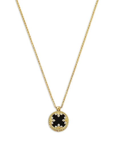Roberto Coin 18K Yellow Gold Venetian Medallion Black Jade & Diamond Pendant Necklace, 16-18