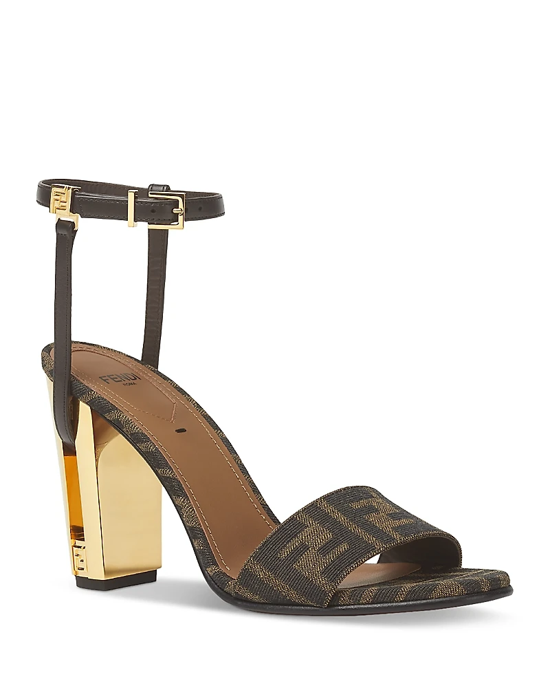 Fendi Women's Delfina Ff Jacquard High Heel Sandals