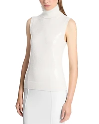 Michael Kors Collection Embroidered Sequin Cashmere Sleeveless Turtleneck Sweater