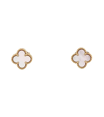 Pre-Owned Van Cleef & Arpels Sweet Alhambra Stud Earrings 18K Gold and Mother of Pearl