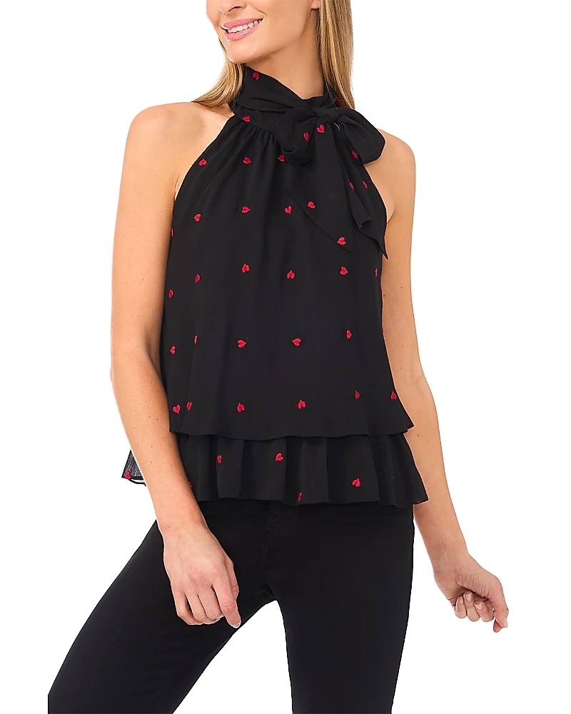 CeCe Tiered Halter Bow Tie Top