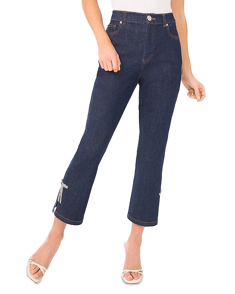 CeCe Cropped Flare Bow Detail Jeans