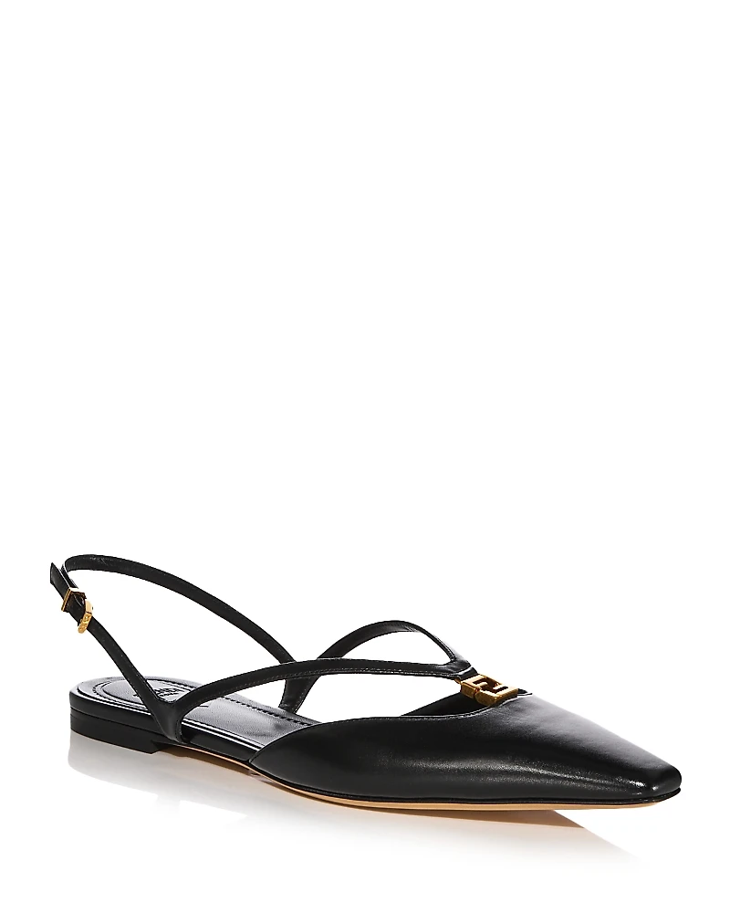 Fendi Women's Pointed Leather Slingback Flats