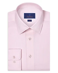 David Donahue Trim Fit Micro Diamond Dobby Dress Shirt