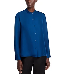 Eileen Fisher Silk Twill Mandarin Collar Top