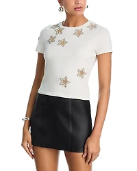 Alice and Olivia Cindy Embellished Cropped Tee