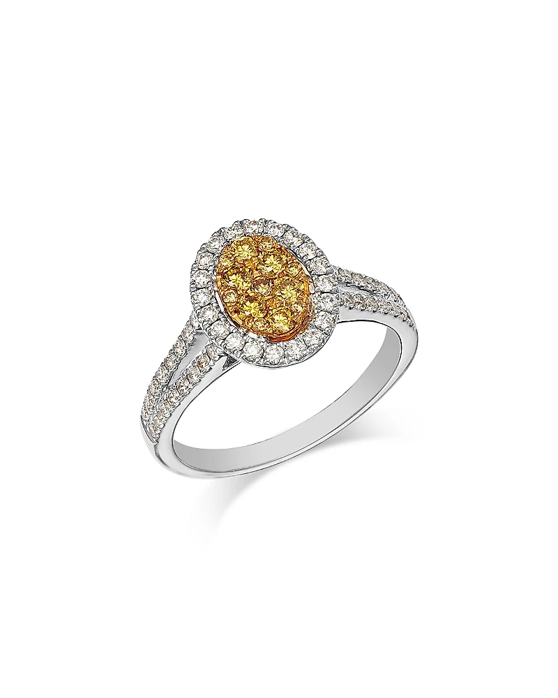 Bloomingdale's Fine Collection Yellow & White Diamond Halo Cluster Ring