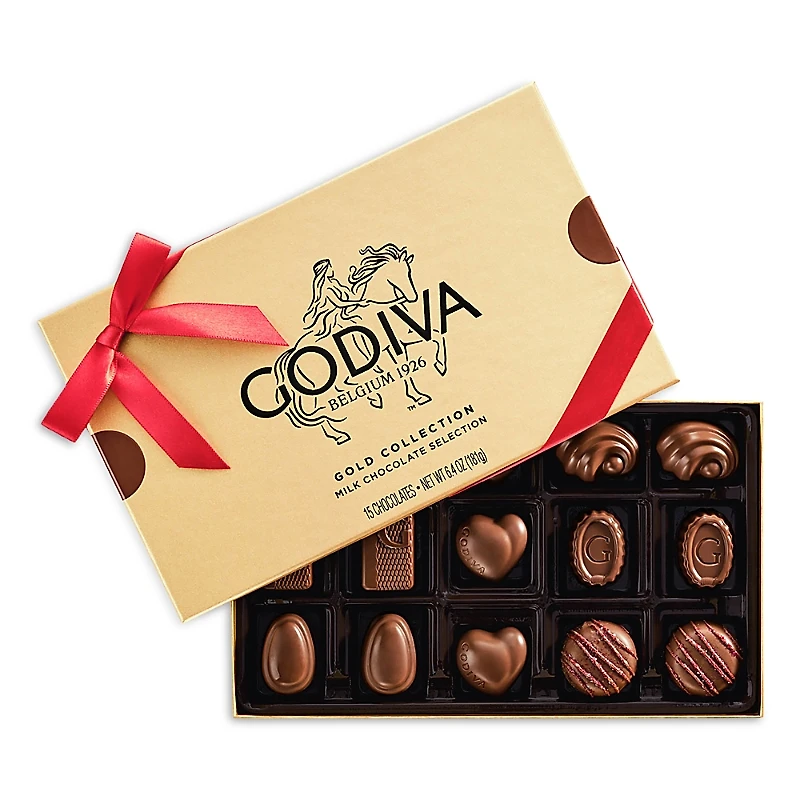 Godiva Milk Chocolate Gold Gift Box, 15 Pieces