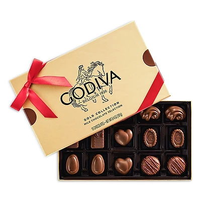 Godiva Milk Chocolate Gold Gift Box, 15 Pieces