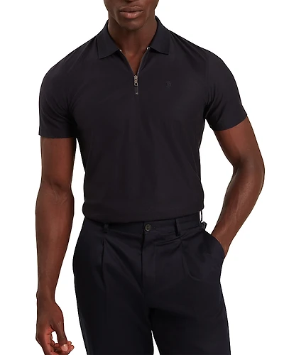 Ted Baker Zorin Herringbone Short Sleeve Zip Polo Shirt
