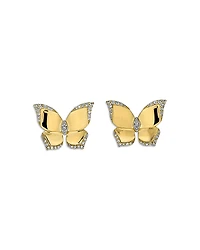 Piranesi 18K Yellow Gold Butterfly Diamond Oro Stud Earrings
