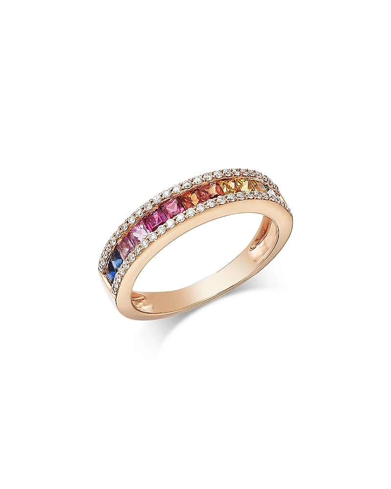 Bloomingdale's Fine Collection Rainbow Sapphire & Diamond Band