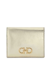 Ferragamo Gancini Compact Metallic Leather Wallet