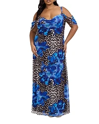 Fashion-szn Curve Leopard Print And Floral Maxi Dress