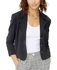 Central Park West Women's Olive Cropped Scrunch Sleeve Blazer
