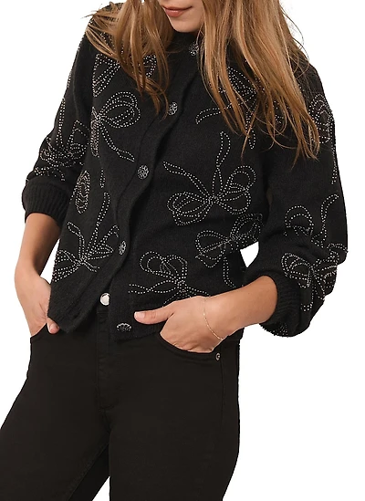 Mint Velvet Women's Bow Detail Embellished Cardigan