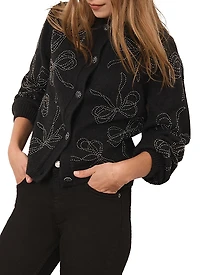 Mint Velvet Women's Bow Detail Embellished Cardigan