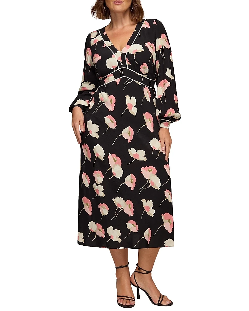 Live Unlimited Floral Print Piping Detail Dress