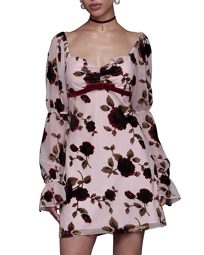 Avec Les Filles Victorian Sleeve Floral Mini Dress
