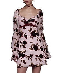 Avec Les Filles Victorian Sleeve Floral Mini Dress