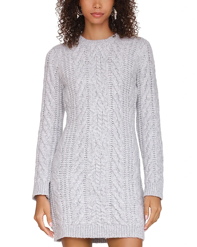 Avec Les Filles Cable Knit Long Sleeve Mini Dress