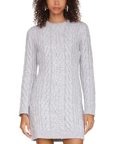 Avec Les Filles Cable Knit Long Sleeve Mini Dress