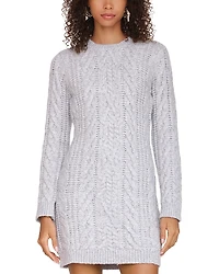 Avec Les Filles Cable Knit Long Sleeve Mini Dress