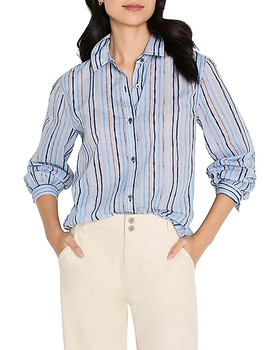 Nic+Zoe Drifty Painted Stripe Cotton Shirt