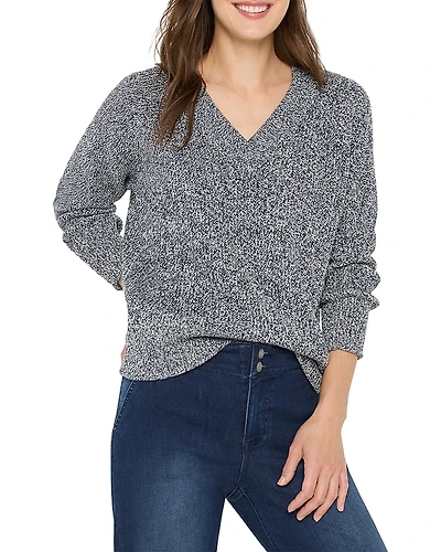 Nic+Zoe V-Neck Shaker Stitch Sweater