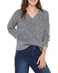 Nic+Zoe V-Neck Shaker Stitch Sweater