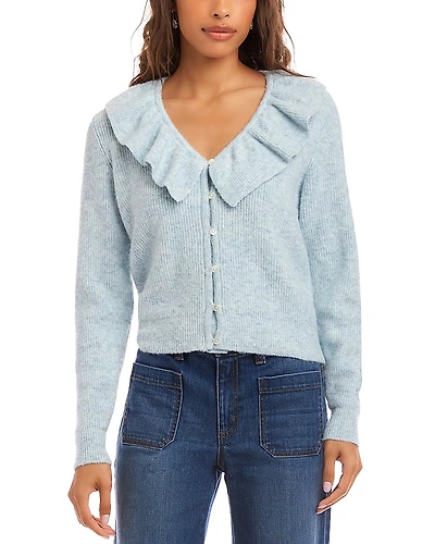 Karen Kane Ruffle Neckline Cardigan Sweater