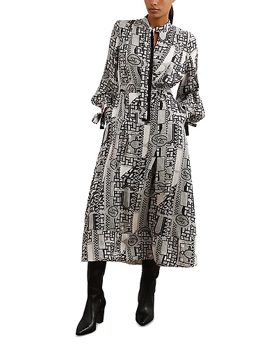 Reiss Tie Neck Midi Dress