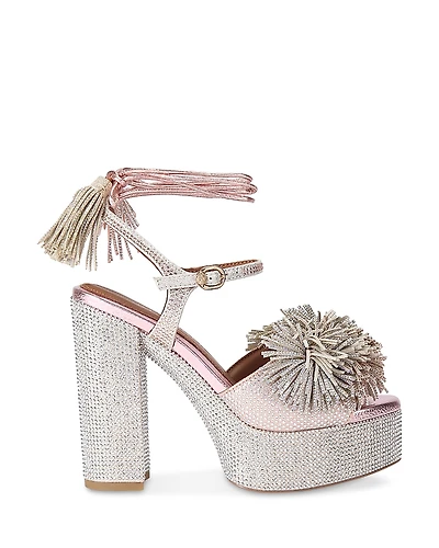 Kurt Geiger London Women's Pom Ankle Tie Platform Sandals