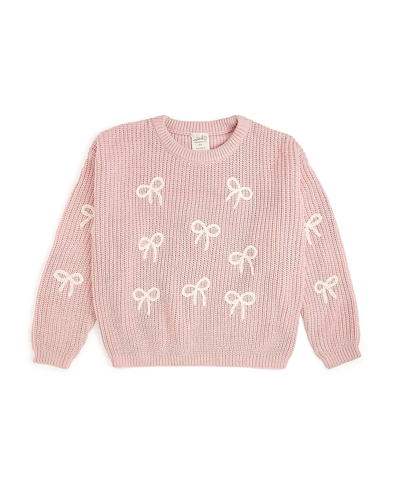 Sweet Wink Girls' All Over Bows Knit Sweater - Baby, Little Kid, Big Kid