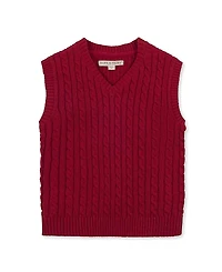 Hope & Henry Boys' Organic V-Neck Cable Sweater Vest - Little Kid