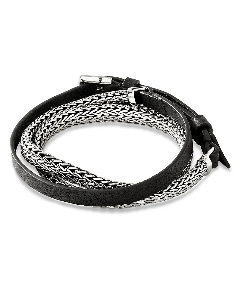 John Hardy Sterling Silver Icon Leather Wrap Bracelet