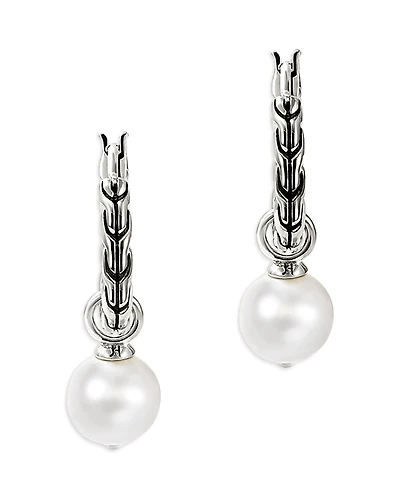 John Hardy Sterling Silver Jh Essentials Freshwater Pearl Hoop Earrings