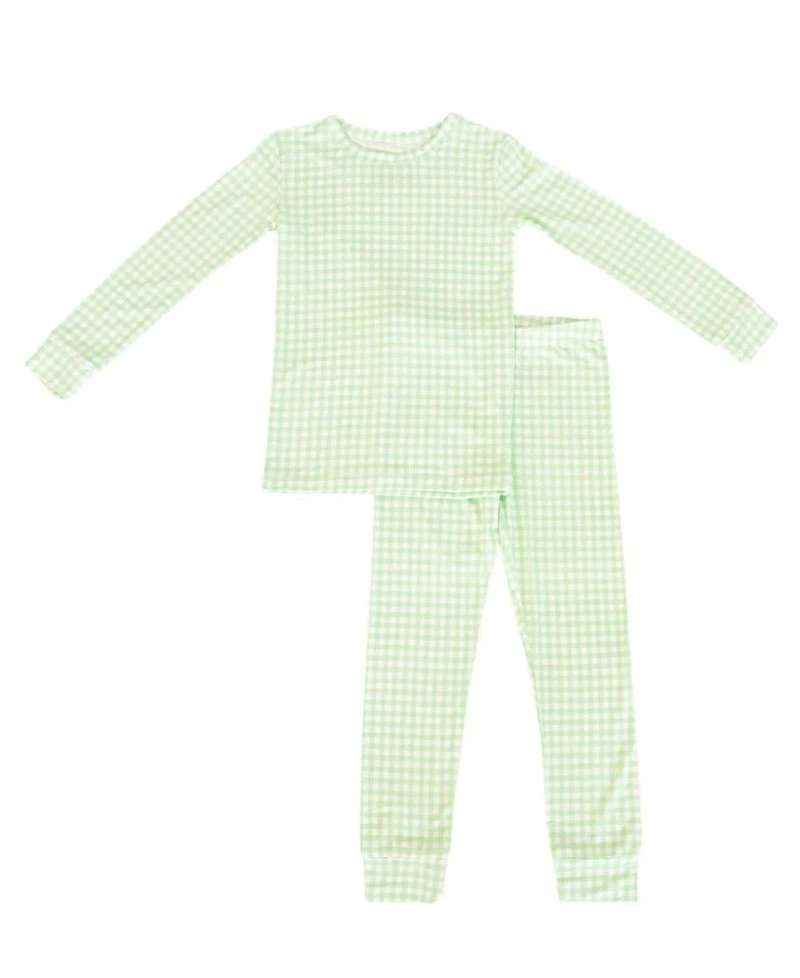 Motette Boys' Pistachio Gingham Pajama Set - Baby, Little Kid